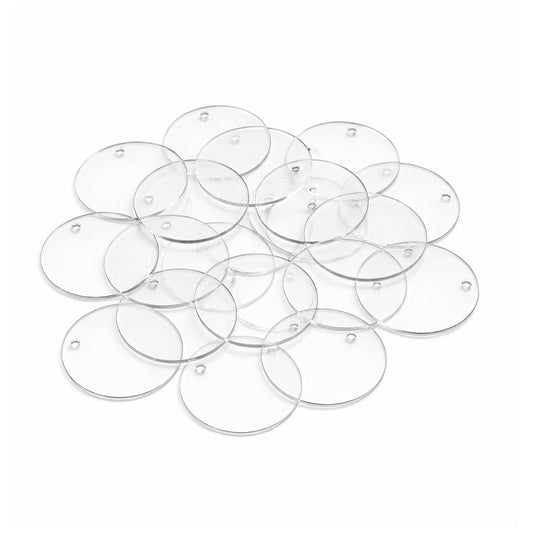 Clear Round Acrylic Blanks with Holes for DIY Christmas Ornaments Crafting and Painting, Pack of 20