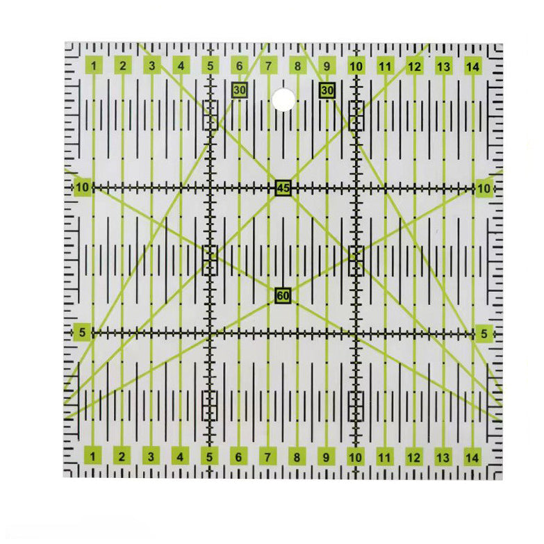 Non-Slip Acrylic Square Quilting Ruler with Numbering and Angle Guides for Sewing and Craft Projects
