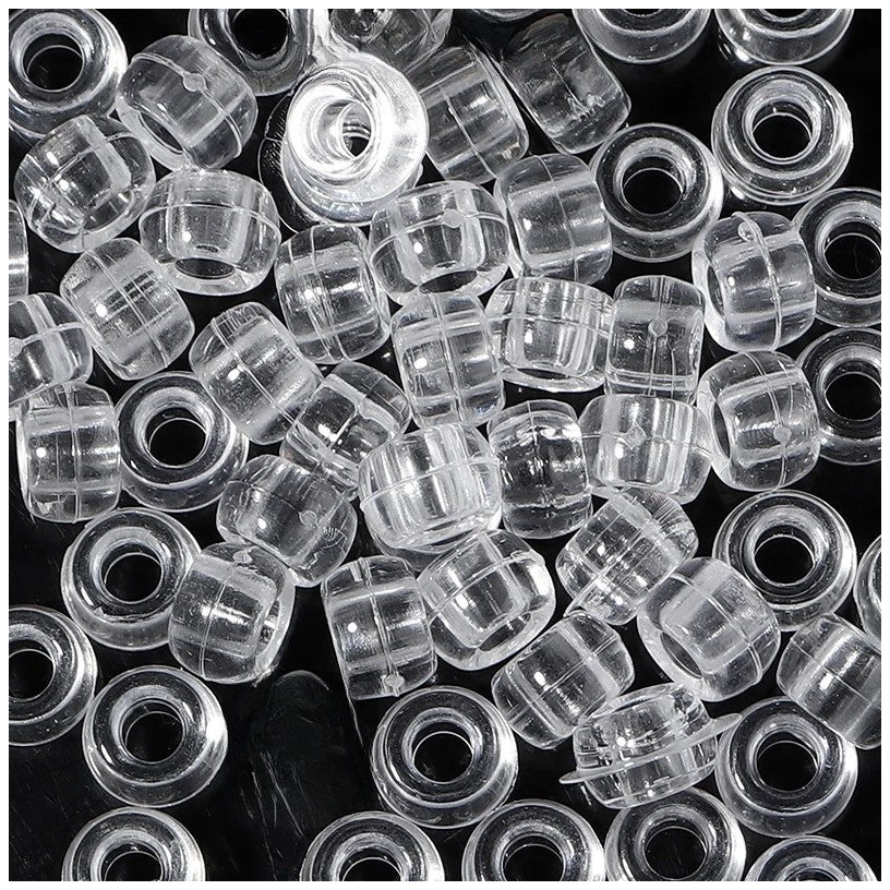 6x9mm Mixed Color Transparent Glitter Pony Beads for Hair Braids and Jewelry Making, Pack of 1000