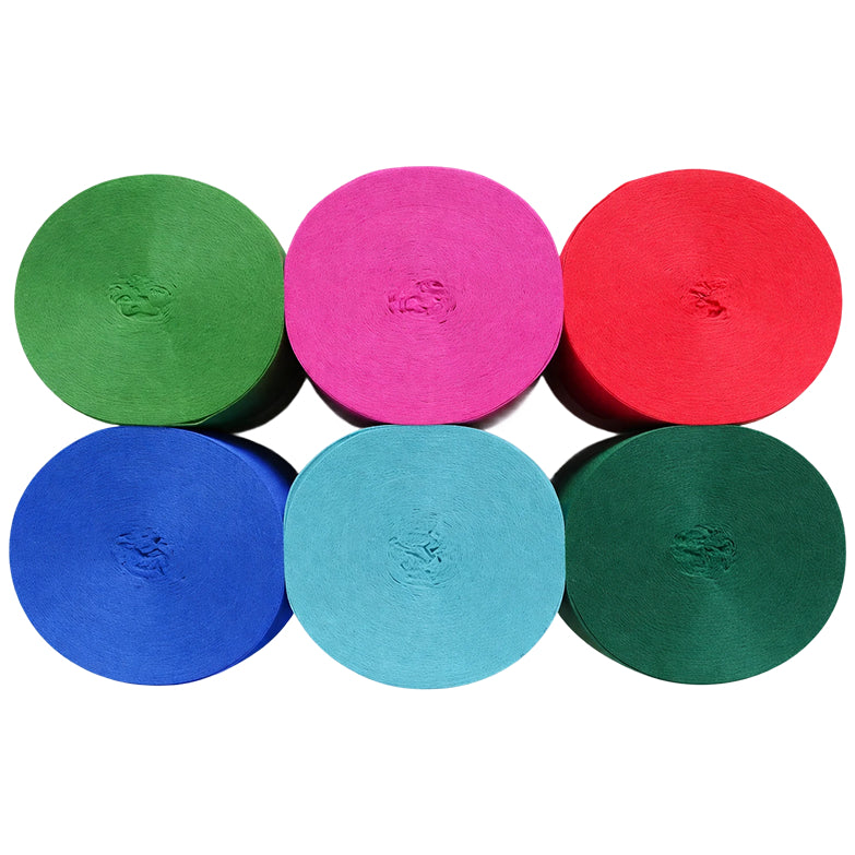 Crepe Paper Streamers 82ft Each Roll for Birthday, Wedding, and Party Decorations 1.77 Inch, Pack of 6