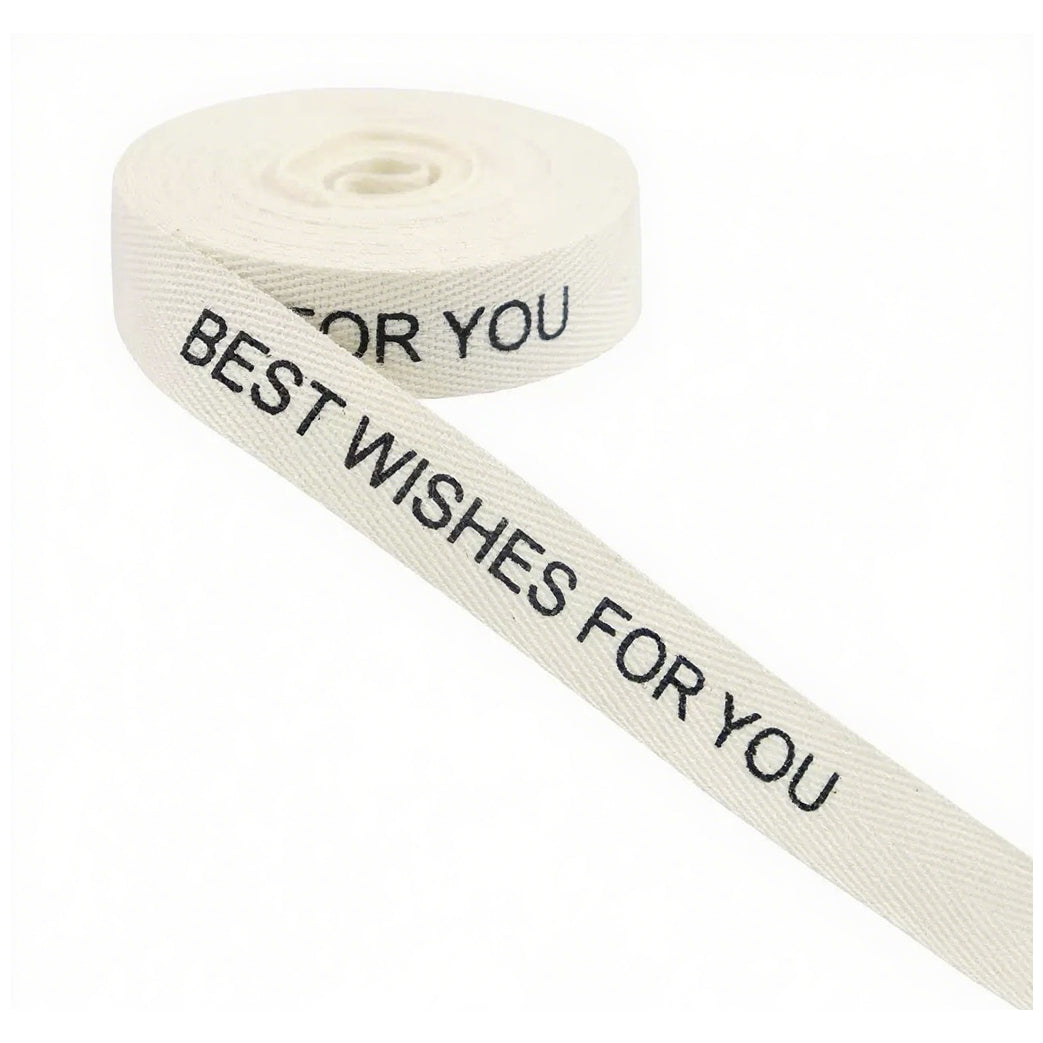 Natural Herringbone Cotton Ribbon 5/8 Inch x 10 Yards for Gift Wrapping Design