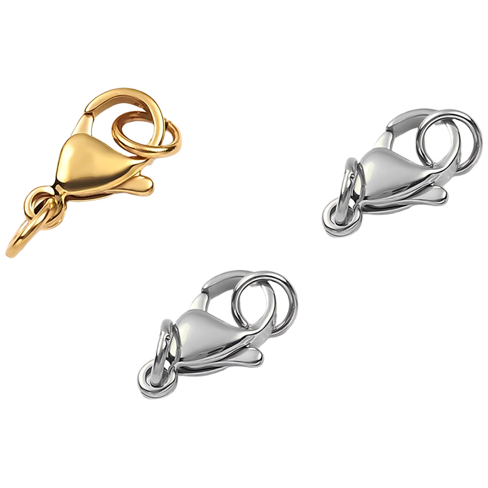 Lobster Claw Clasps with Jump Rings for Jewelry Making Necklace and Bracelet Closures, Pack of 3