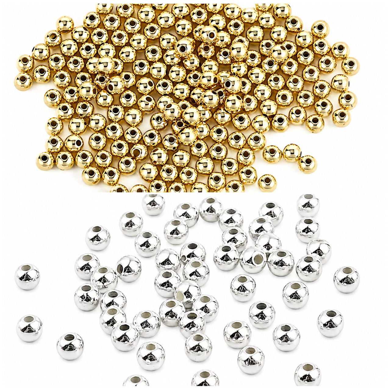 4mm Smooth Round Spacer Beads Coated Plastic Loose Ball Beads for Bracelet Jewelry Making