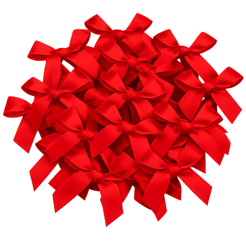 Mini Satin Ribbon Bows 4cm Hand Tied Fabric Flowers for DIY Crafts Gift Packaging Decorations, Pack of 50