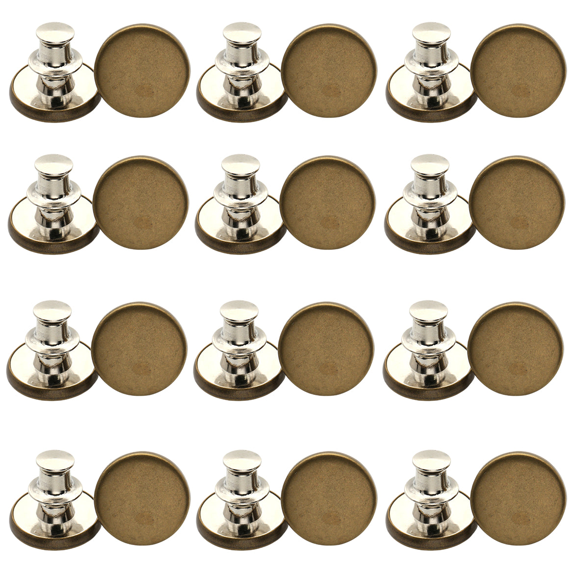 17mm No-Sew Jean Buttons for Pants Replacement and Waist Tightening, Pack of 12 Sets