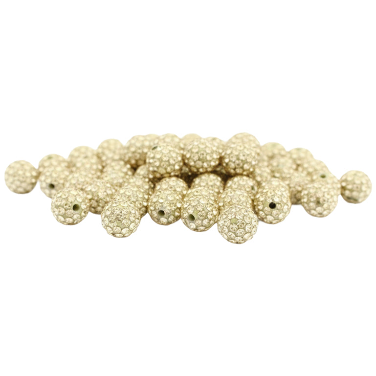 10mm White Rhinestone Beads for Jewelry Making Round Disco Crystal Beads for DIY Bracelets, Earrings and Necklaces