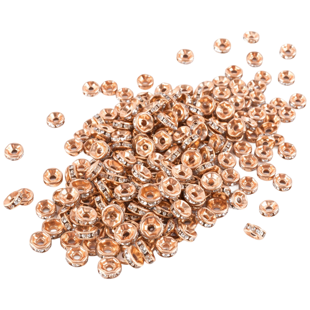 8mm Rhinestone Rondelle Spacer Beads Silver for Jewelry Making Bracelets and Necklaces, Pack of 200