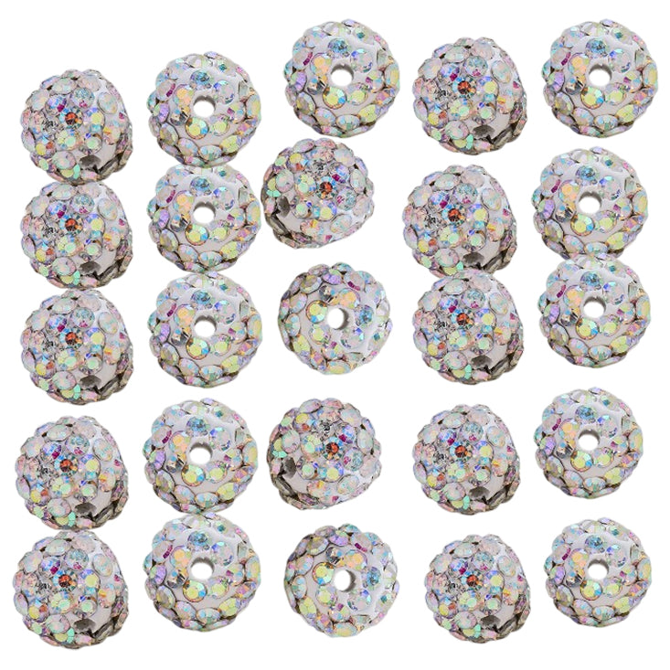 10mm White Rhinestone Beads for Jewelry Making Round Disco Crystal Beads for DIY Bracelets, Earrings and Necklaces
