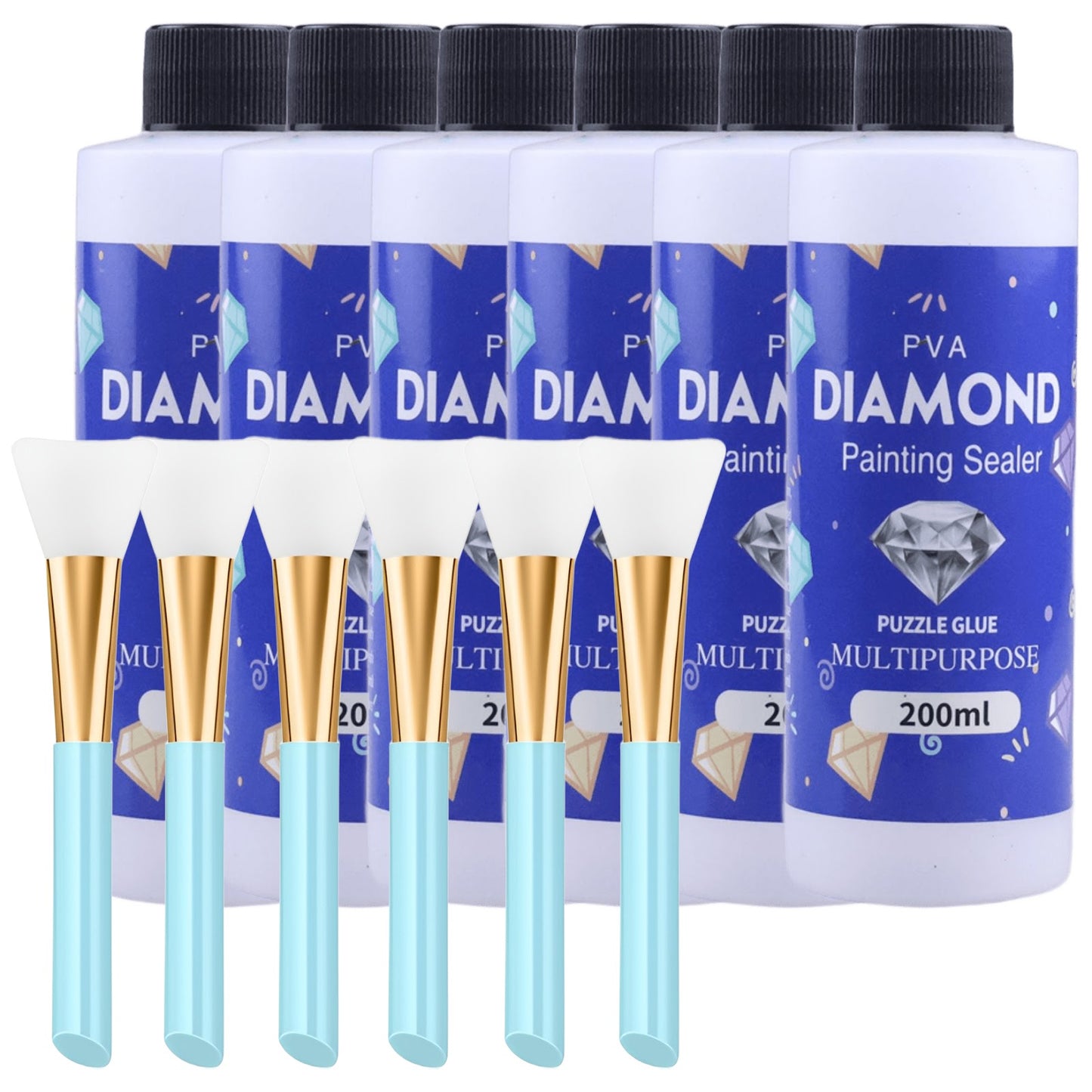 200ML Diamond Painting Sealer Glue with Silicone Brush for 5D Diamond Art and Jigsaw Puzzles