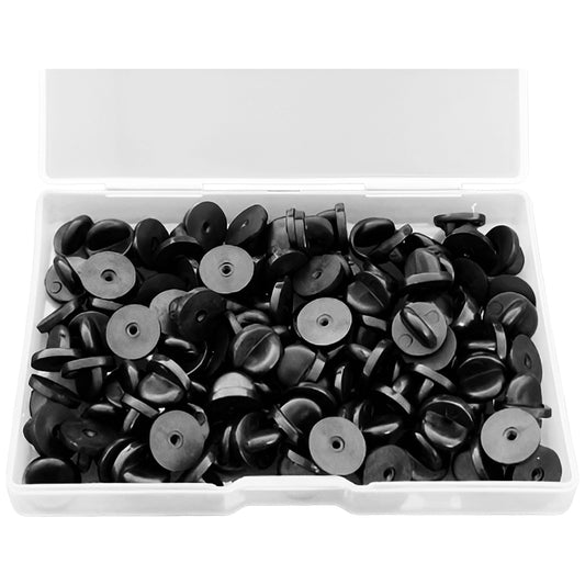 Black Rubber Butterfly Clutch Pin Backings for Lapel Pins Badge Replacement and Secure Fastening