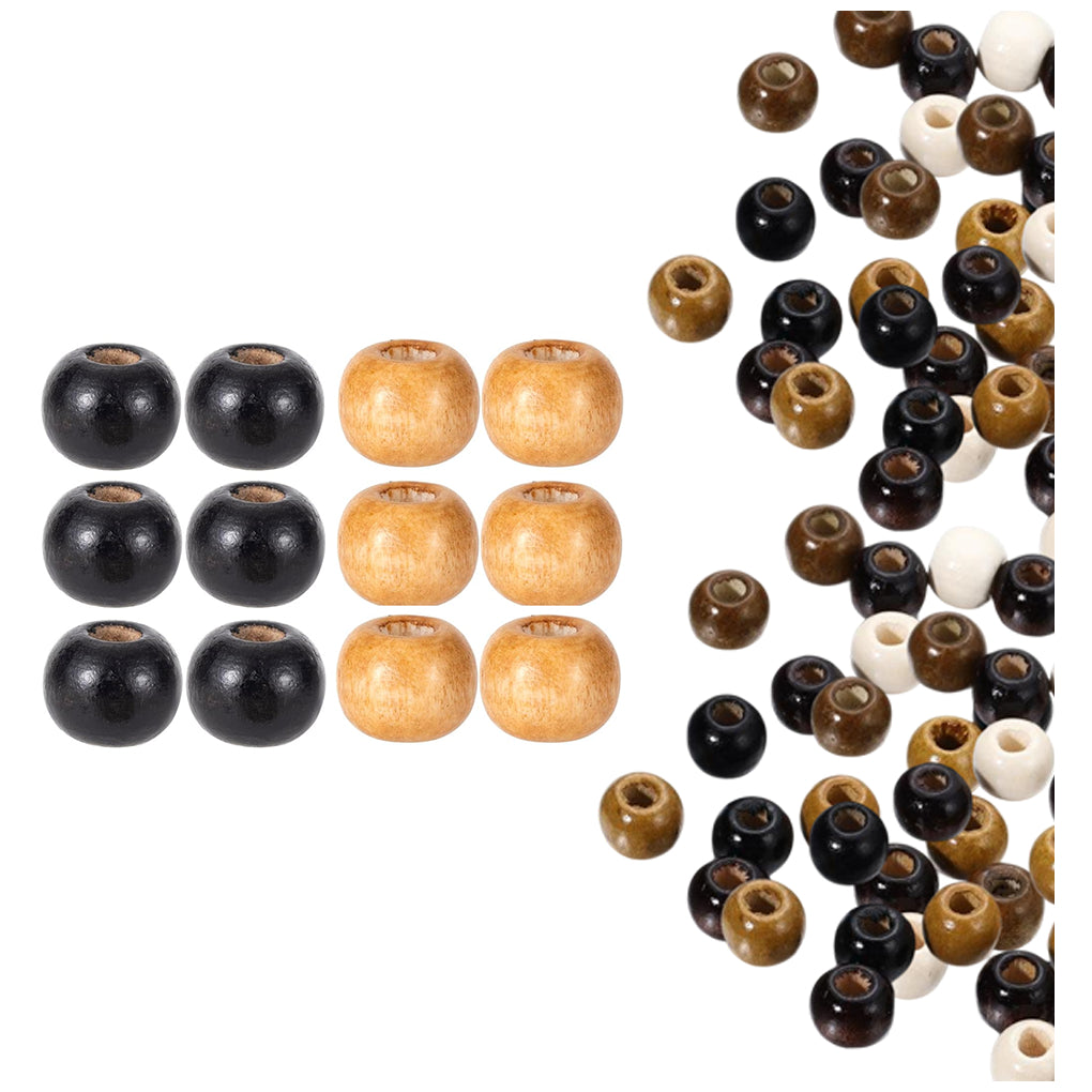 Natural Maple Wood Round Beads 9x10mm for Jewelry, Macrame, Hair, and DIY Crafts, Pack of 100