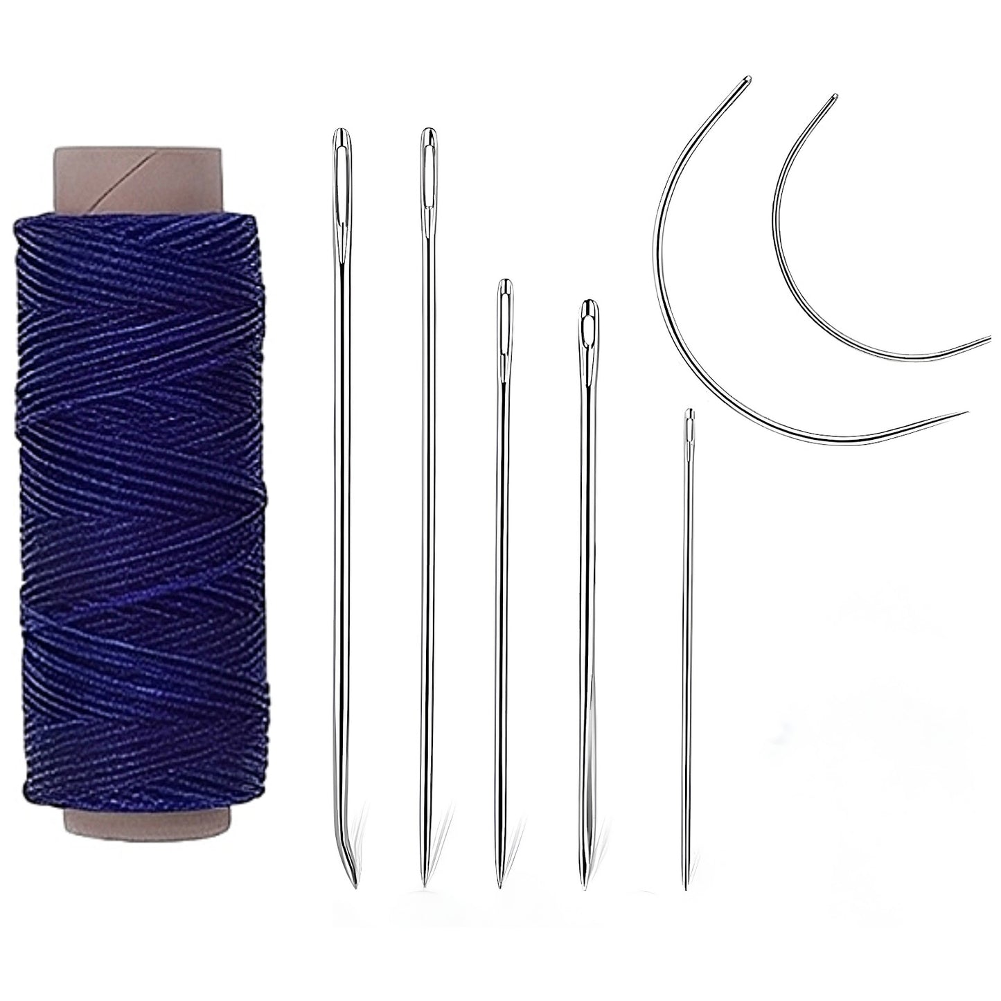 Waxed Thread Upholstery Needle Set with 7 Hand Sewing Needles for Leather Repair