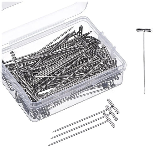 0.8mm Steel T Pins for Knitting Wig Styling Sewing and Office Board Use, Pack of 100