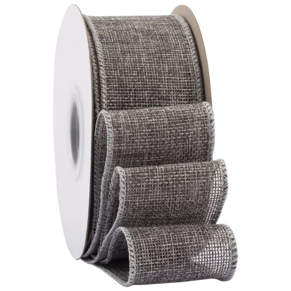2.5 Inch x 10 Yards Natural Burlap Wired Ribbon Faux Linen for Bows, Wreaths, and Decorations