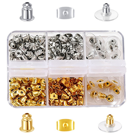 6 Styles Earring Backs Hypoallergenic Metal Bullet Replacements for Studs and Hoops