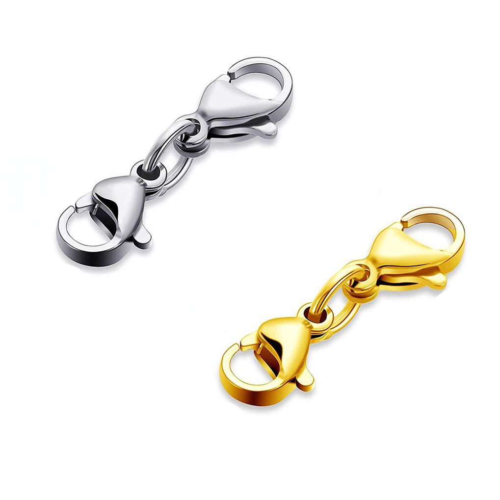 Double Lobster Claw Silver Necklace Extender Double End Bracelet Connector Alloy Jewelry Making Clasps