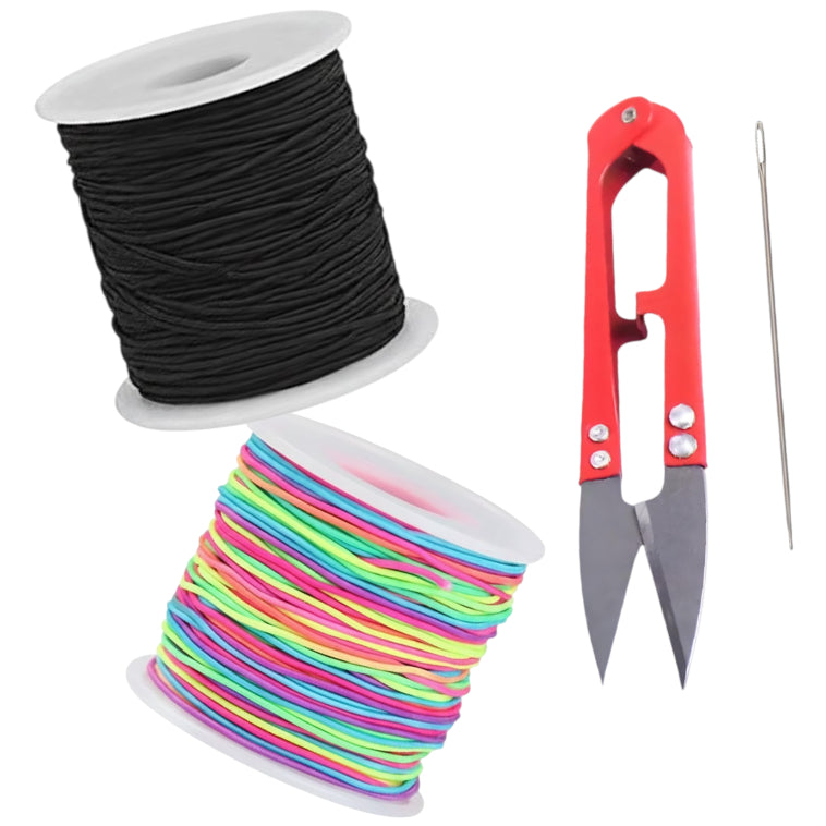 50 Yards Each Roll Nylon Core Spun Elastic Cord With Needle and Scissors for Jewelry Making and Crafts