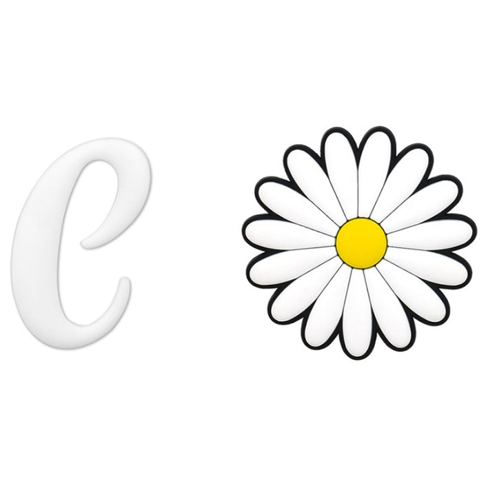 2pcs Letter and Flower Charms for Hand Bag, Decorative Alphabet Accessories Compatible with Rubber Tote