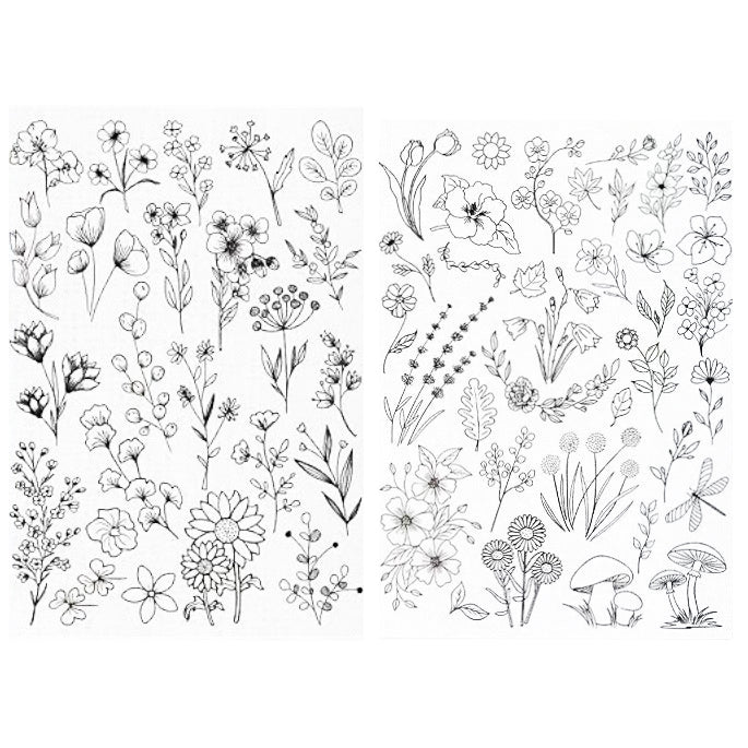 Water Soluble Embroidery Stabilizer Stick and Stitch Transfer Paper with Pre Printed Patterns for Hand Sewing Beginners, Pack of 2