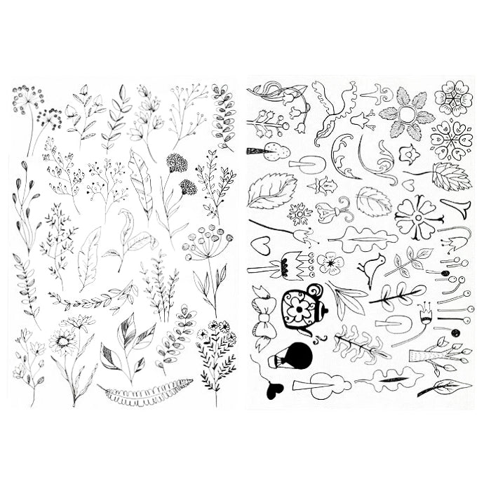 Water Soluble Embroidery Stabilizer Stick and Stitch Transfer Paper with Pre Printed Patterns for Hand Sewing Beginners, Pack of 2