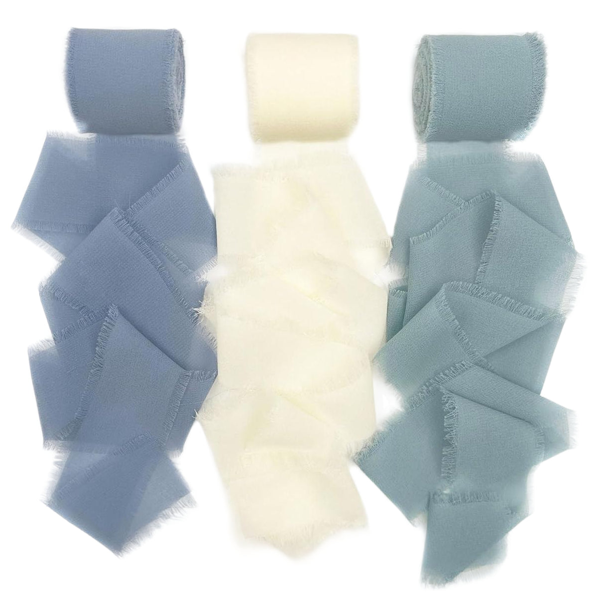 Handmade Chiffon Ribbon 4cm Wide 5m Each for Wedding and Gift Wrapping, Pack of 3