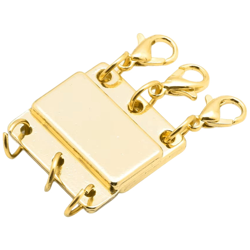 18K Gold and Silver Layered Necklace Clasp Magnetic Separator for Multiple Chains