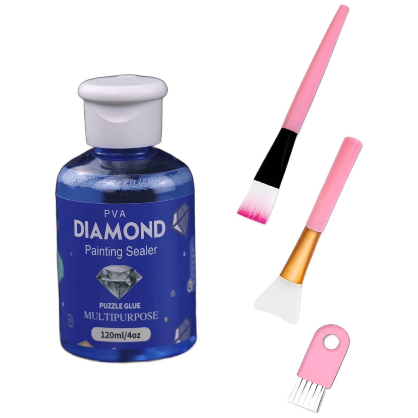 Diamond Painting Sealer Kit 120ML with Brush Set for Diamond Art and Puzzle Glue Protection