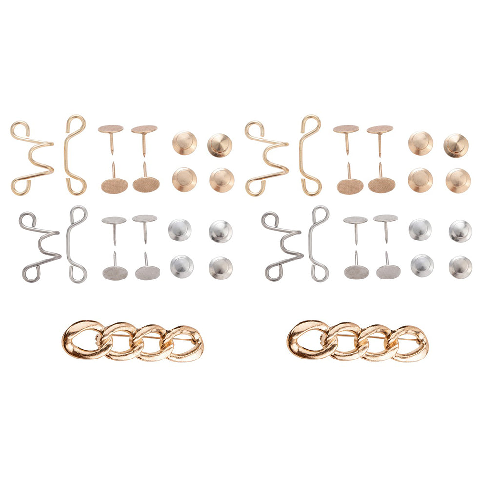 4 Sets Waist Cinching Buckles and 2pcs Pin Waist Cincher Clips for Jeans Dresses Skirts No Sew