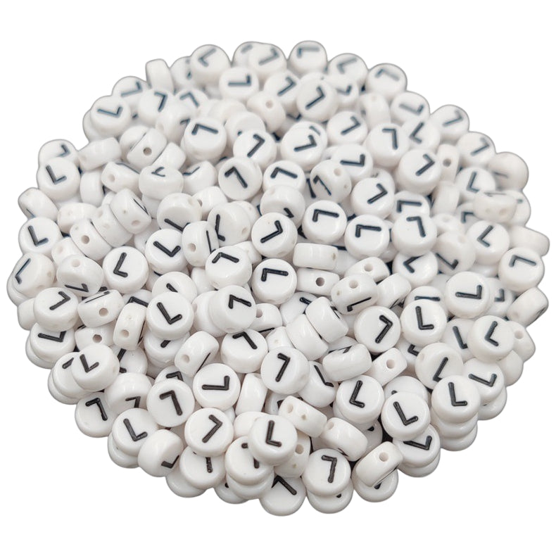 White Round Acrylic Alphabet Letter Beads for Bracelet and Jewelry Making 4x7mm, Pack of 300