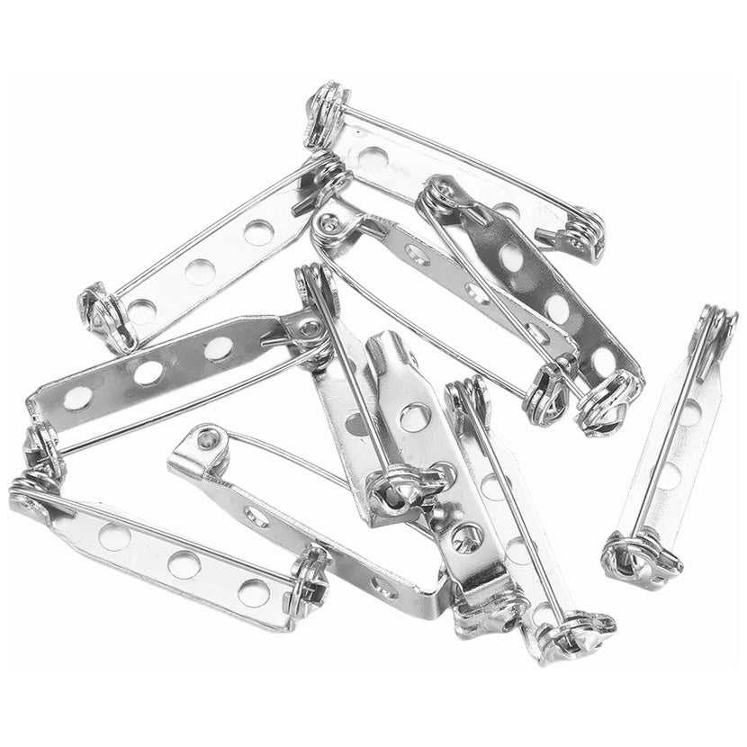 Silver Brooch Pin Back Bars Pinback Clasps for Badges Crafts Name Tags Jewelry DIY, Pack of 60