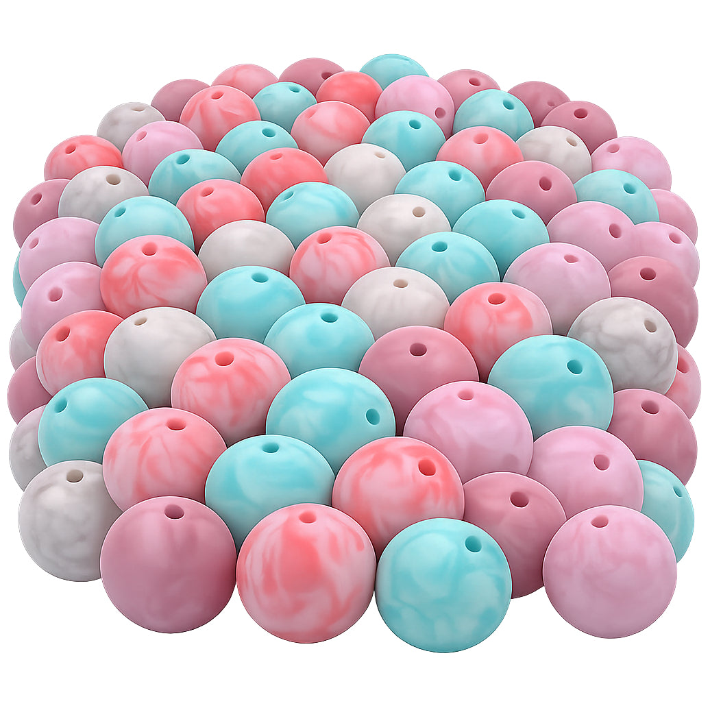 15mm Silicone Beads for Keychains Bracelets Pens Crafts Bulk Round Beads DIY Jewelry Making, Pack of 100