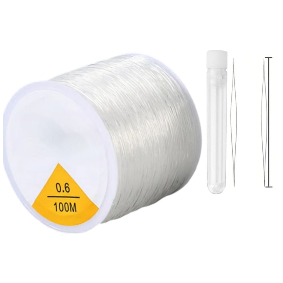 0.5mm Clear Elastic Stretch Cord 100M with Beading Needles for Bracelets and Jewelry Making