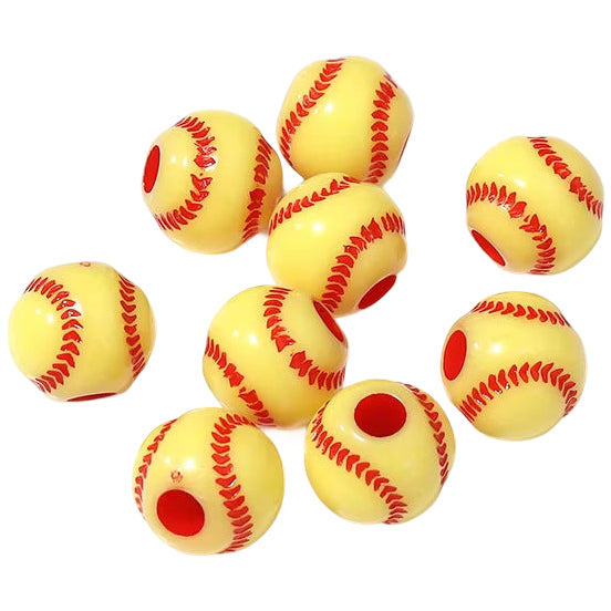 12mm Acrylic Baseball Beads for Sports Jewelry Making and Craft Decorations, Pack of 50