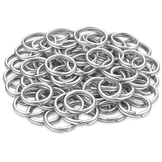 1/2 Inch Stainless Steel Split Key Rings Silver 15mm Heavy Duty Keychain Ring, Pack of 60