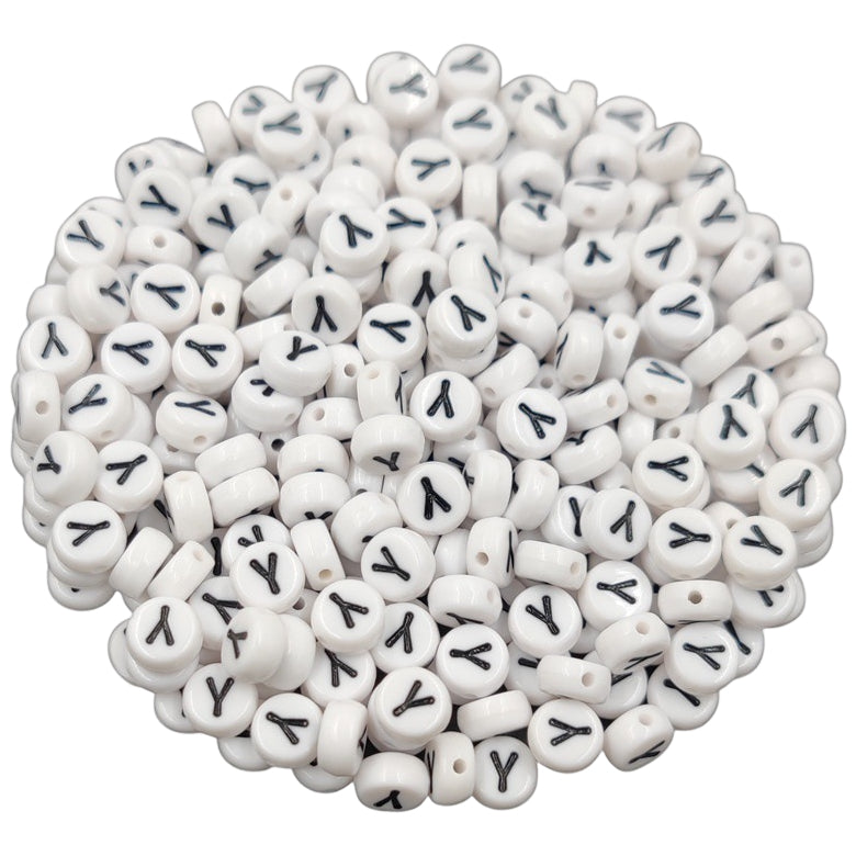 White Round Acrylic Alphabet Letter Beads for Bracelet and Jewelry Making 4x7mm, Pack of 300