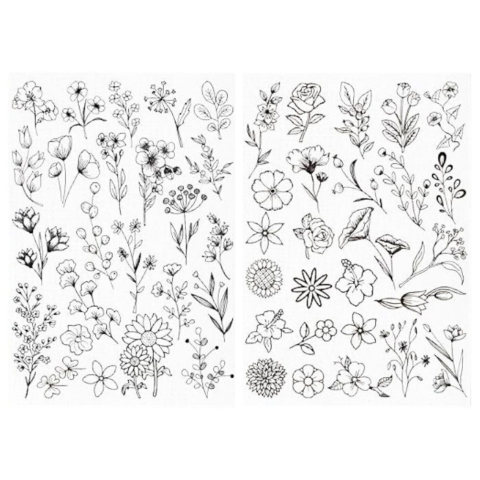 Water Soluble Embroidery Stabilizer Stick and Stitch Transfer Paper with Pre Printed Patterns for Hand Sewing Beginners, Pack of 2