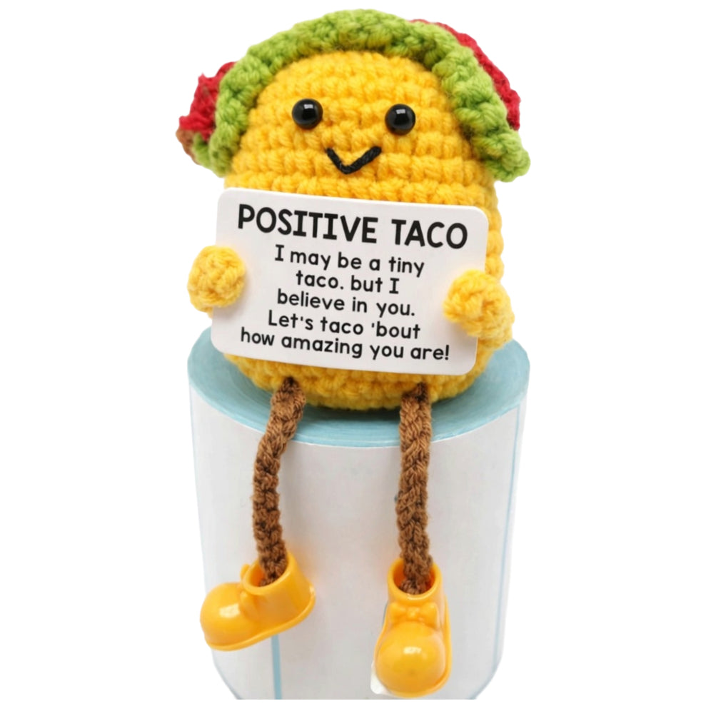 Positive Crochet Plush with Emotional Support Card Cute Funny Knitted Decor for Halloween Thanksgiving Gifts