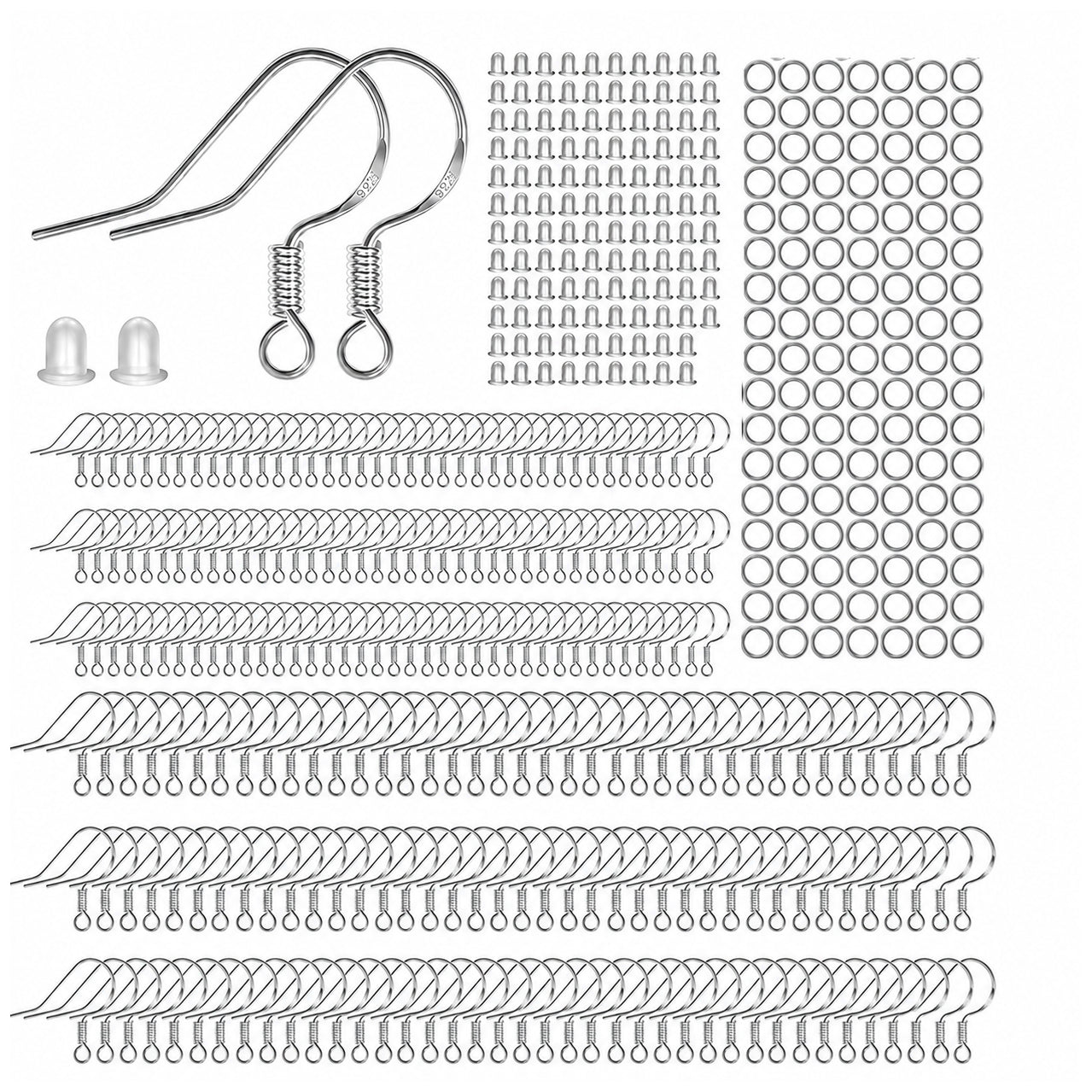 Hypoallergenic Earring Hooks Fish Hook Ear Wires with Clear Silicone Backs for Jewelry Making Findings