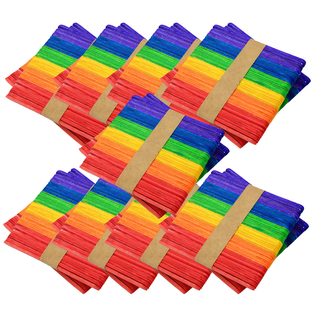 Colored Popsicle Sticks 4.5 Inch Rainbow Wooden Craft Sticks for DIY Projects, School Activities and Kids Crafts