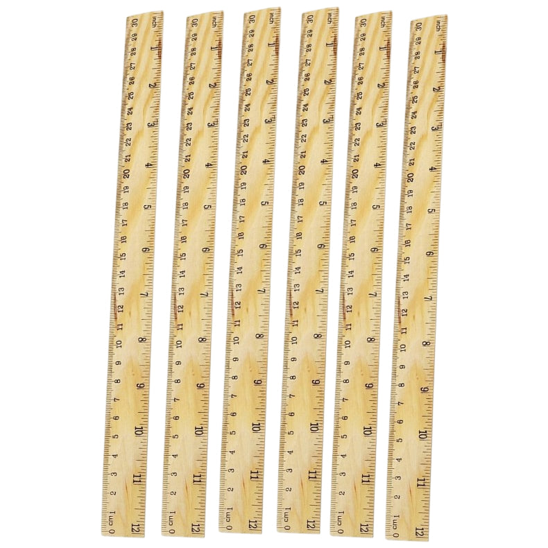 12-Inch Straight Edge Wooden Ruler for Kids, Back to School Measuring Tool for Students