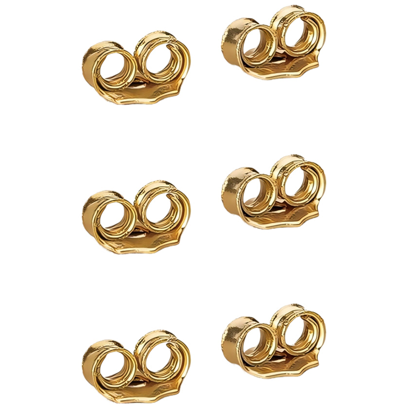 Locking Earring Backs for Stud Earrings Secure Replacement for Standard Posts, Pair of 3