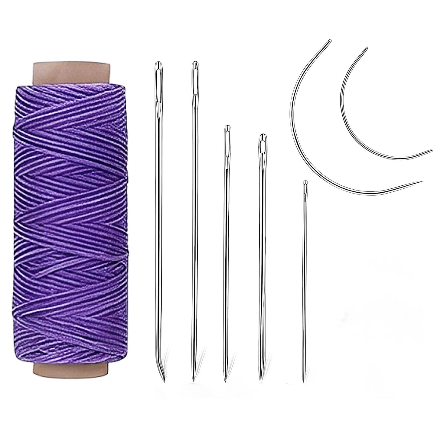 Waxed Thread Upholstery Needle Set with 7 Hand Sewing Needles for Leather Repair