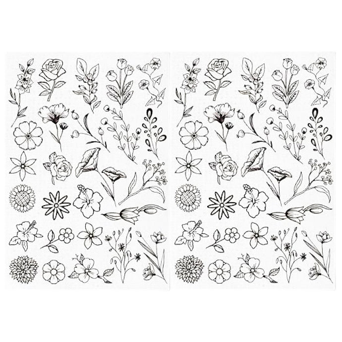 Water Soluble Embroidery Stabilizer Stick and Stitch Transfer Paper with Pre Printed Patterns for Hand Sewing Beginners, Pack of 2