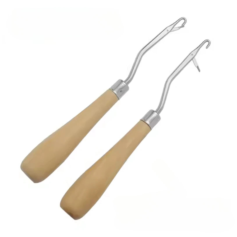 15.6cm Tongue Crochet  with Built-in Lock for Wig and Carpet Repair, Pack of 2