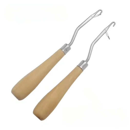 15.6cm Tongue Crochet  with Built-in Lock for Wig and Carpet Repair, Pack of 2