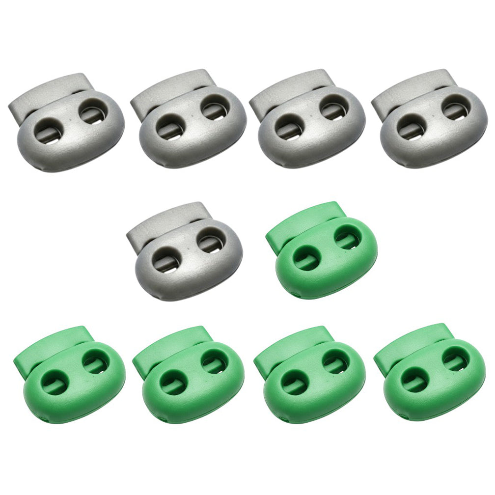 Double Hole Plastic Spring Cord Lock Toggles for Drawstrings Paracord Shoelaces and Elastic Bungee Rope