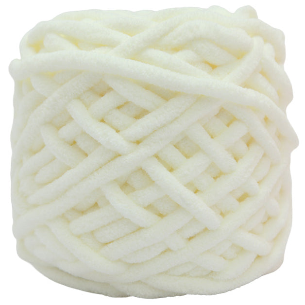 Creamy White Super Bulky Chenille Yarn for Knitting/Crochet, #6 Weight (55 Yards)