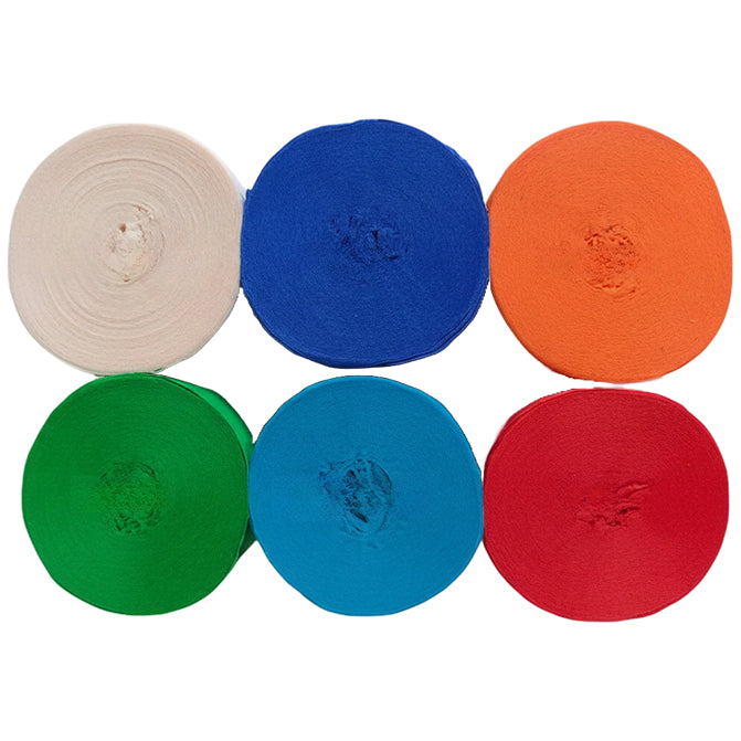 Crepe Paper Streamers 82ft Each Roll for Birthday, Wedding, and Party Decorations 1.77 Inch, Pack of 6