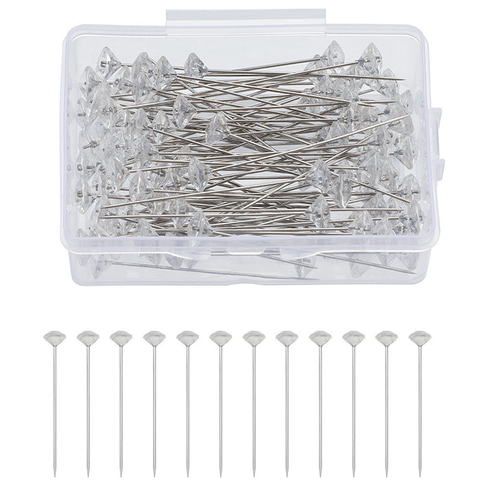Crystal Head Diamond Bouquet Pins Nickel Plated Stainless Steel Corsage Pins for Wedding Bouquets and DIY Crafts