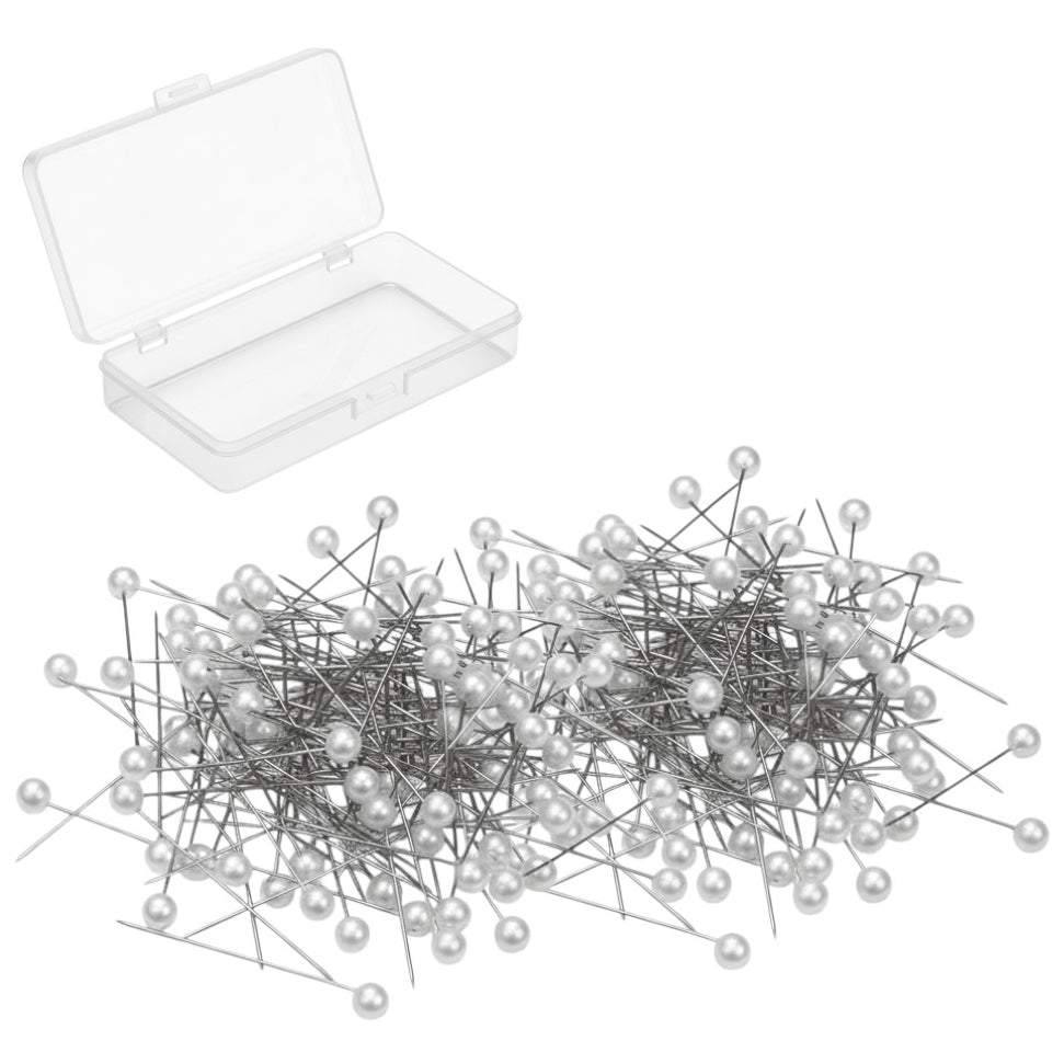 Round Pearl Head Push Pins 1.5 Inch with Transparent Box for Sewing Crafts Knitting and Map Pins